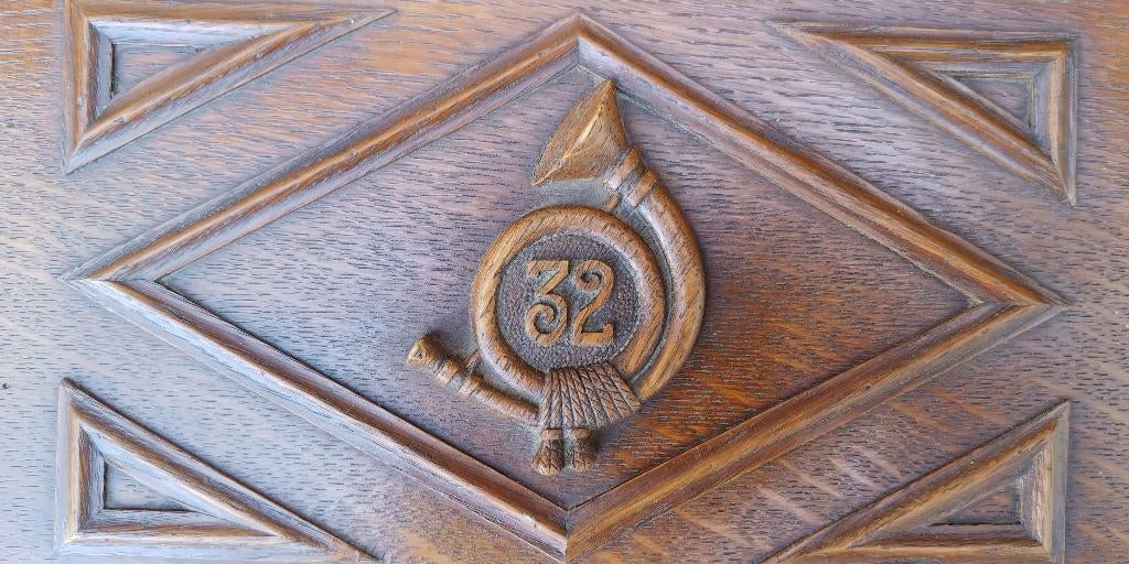 Kist met deksel en hoorn - Edwardiaans, Maison & Meubles, Accessoires pour la Maison | Coffres, Utilisé, Moins de 50 cm, Moins de 50 cm