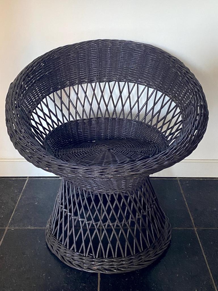vintage rotan stoel, kuipstoel, Ophalen, Vintage bohemian, Minder dan 75 cm, Riet of Rotan