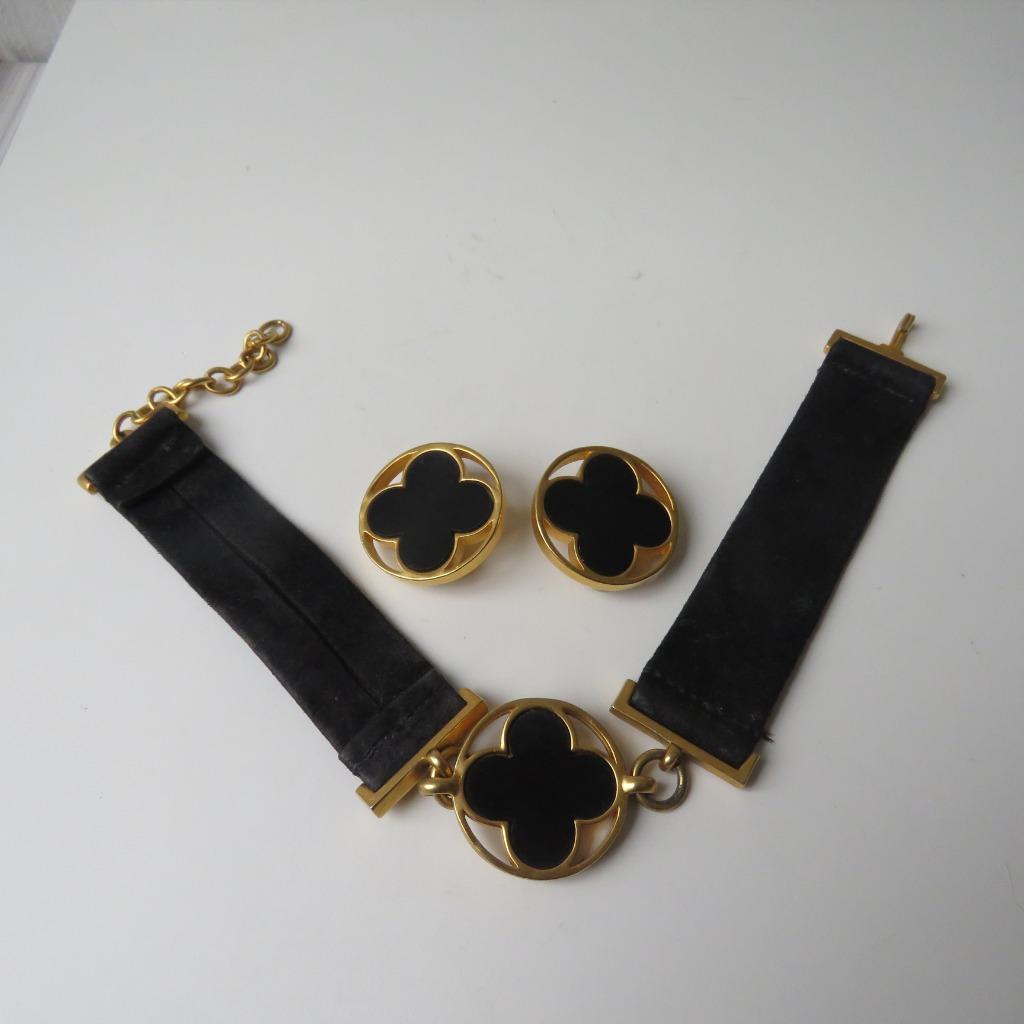 Collier et boucles d'oreilles vintage KL by Karl Lagerfeld,, Bijoux, Sacs & Beauté, Enlèvement ou Envoi, Noir