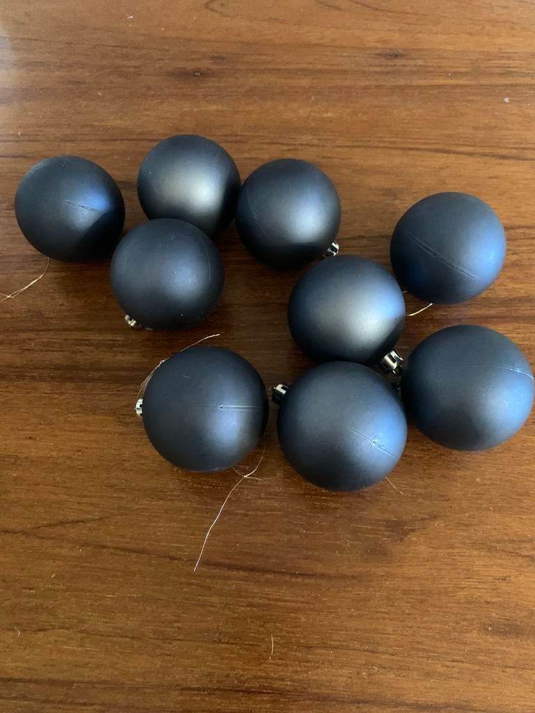 Blauw/grijze plastieken kerstballen, Diversen, Kerst, Ophalen of Verzenden, Zo goed als nieuw