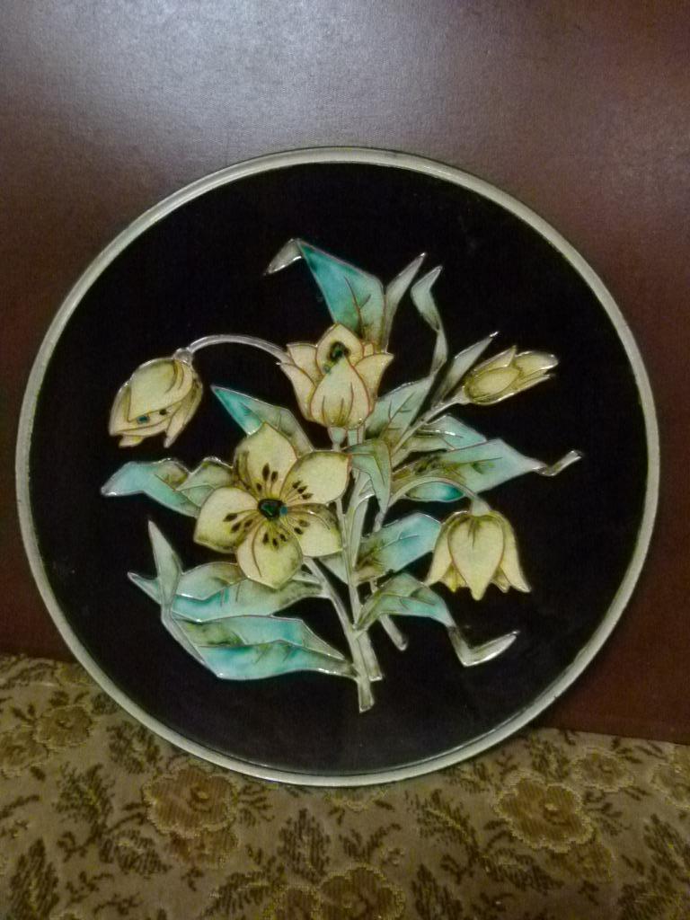 antiek Majolika wandbord 30er jaren bloemen, Antiek en Kunst, Ophalen of Verzenden