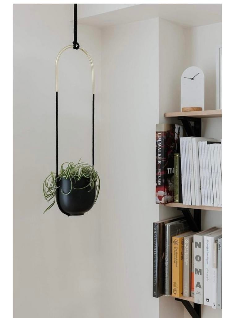 Hangbloempot,Umbra Bolo,zwart keramiek,koord,goud accent,2x, Ophalen, Zo goed als nieuw
