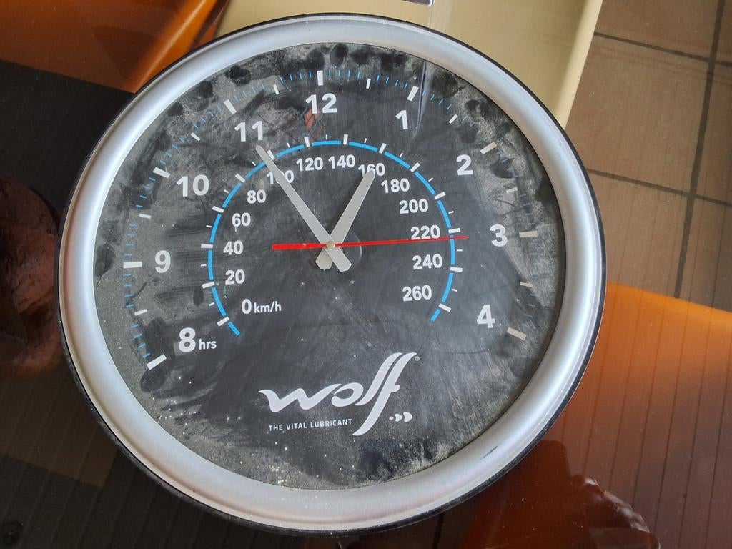 Horloge publicitaire Wolf lubrifiant, Collections, Enlèvement, Comme neuf