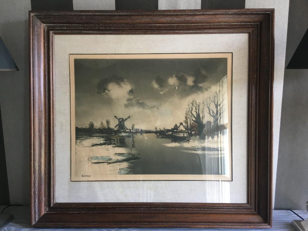 Mooie Litho van Saverys/Hebbelinck. Latem aan de Leie., Antiek en Kunst, Kunst | Etsen en Gravures, Ophalen