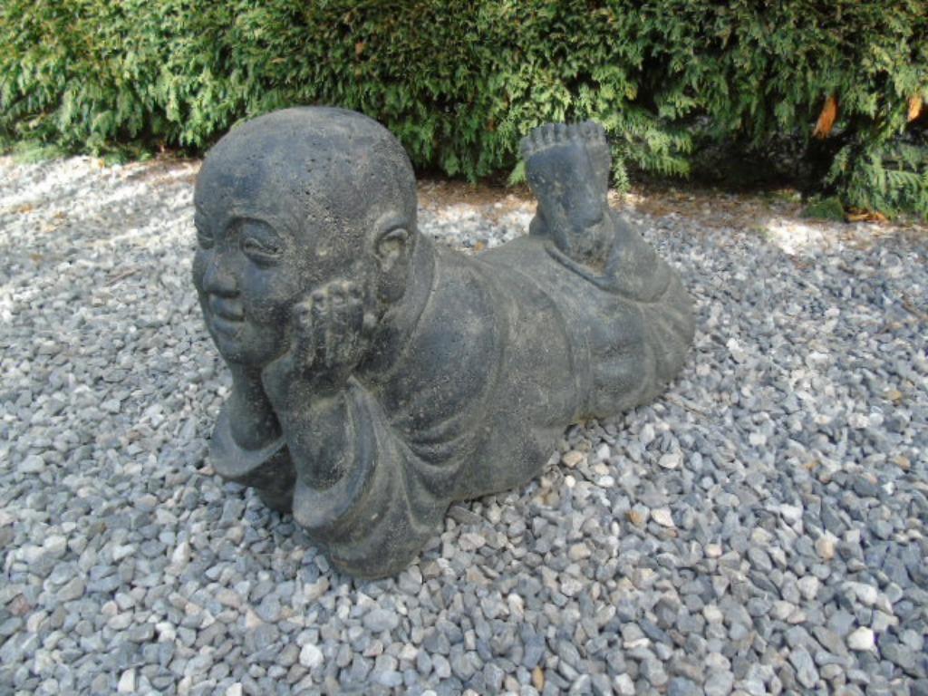 bouddha coucher sholin en pierre patinée, 3 tailles ., Enlèvement, Neuf