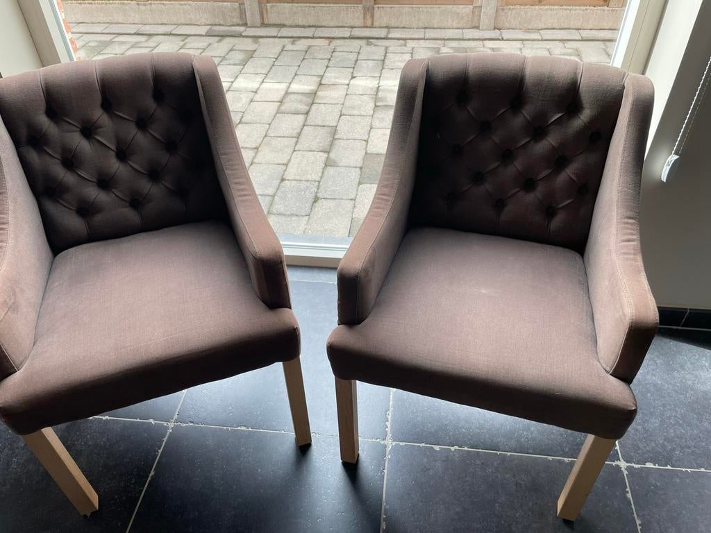 2 landlijke zitstoelen taupe, Ophalen, Gebruikt, Twee, Overige kleuren