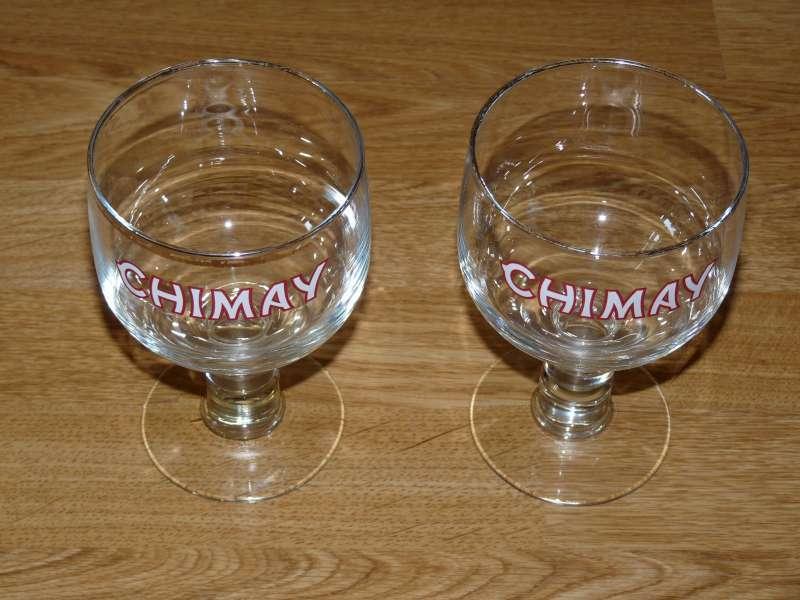 Twee glazen Chimay, Ophalen of Verzenden, Gebruikt, Glas of Glazen