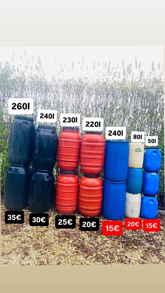 Fut kan vat, vat, plastic voedsel, deksel van 50 > 260 l, Ophalen of Verzenden, Hout, Met kraantje