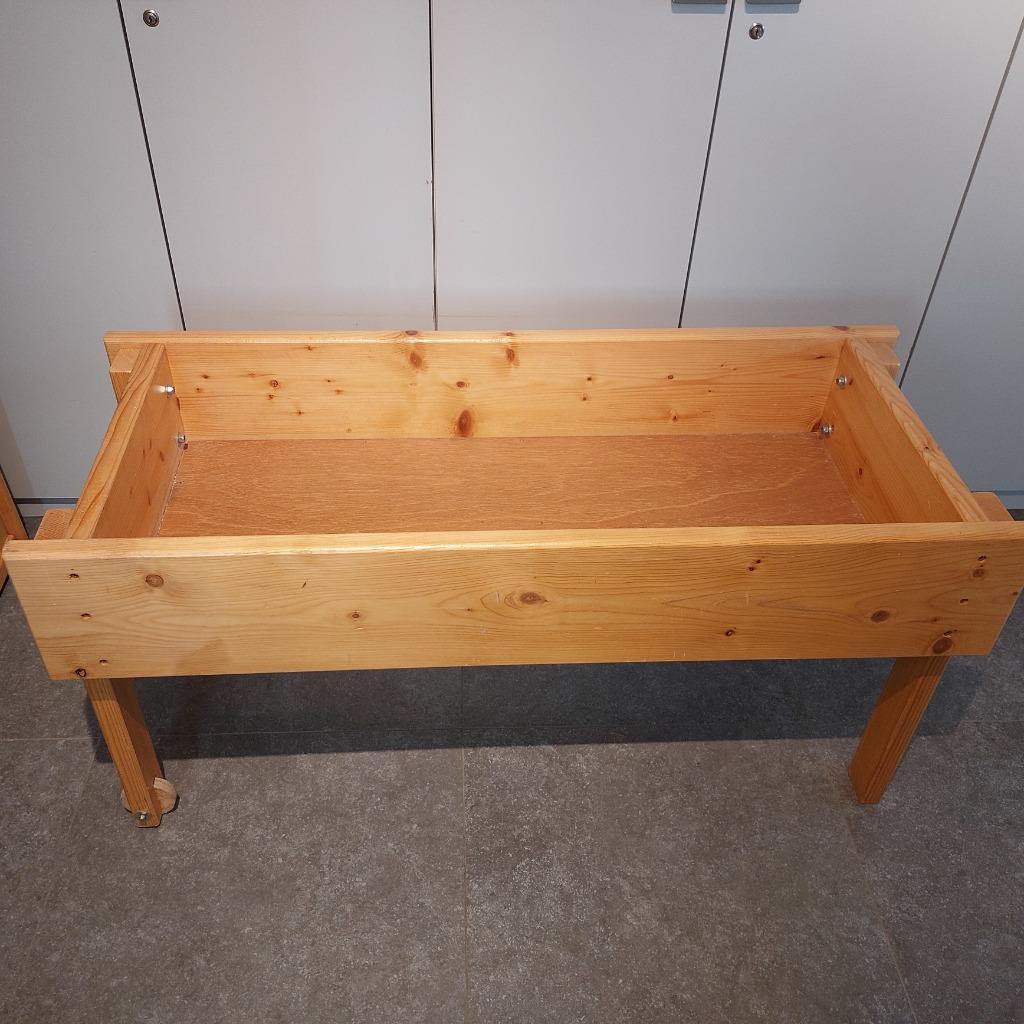 opbergbak hout poten en wielen, planten bloembak ontdekbak, Tuin en Terras, Bloembakken en Plantenbakken, Ophalen, 100 cm of meer