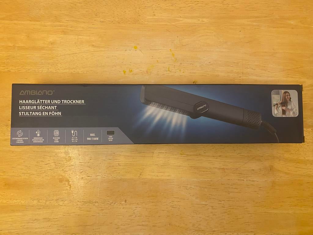 Stijltang en föhn (Ambiano) zwart - NIEUW en verpakt, Handtassen en Accessoires, Verzenden, Nieuw, Haardroger
