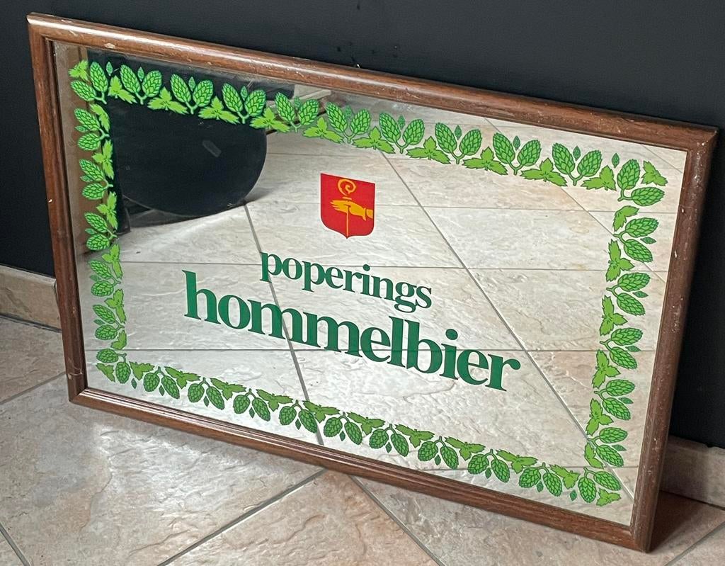 Vintage reclame spiegel poperings hommelbier mancave retro, Verzamelen, Ophalen of Verzenden, Zo goed als nieuw