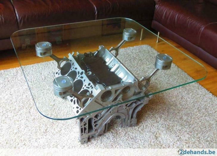 motorbloktafel V8 Mancave Motor blok tafel salontafel V12, Huis en Inrichting, Overige houtsoorten, Vierkant, Nieuw, Minder dan 50 cm