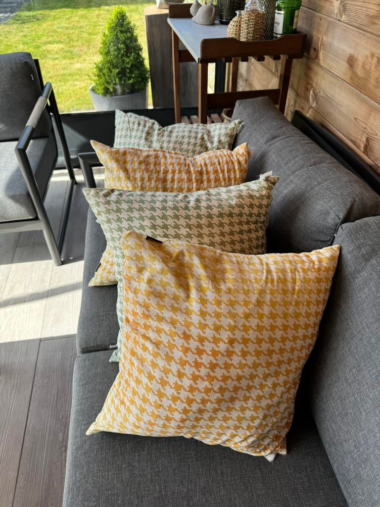 4 deco-kussens Hartman geel/groen, Enlèvement, Utilisé