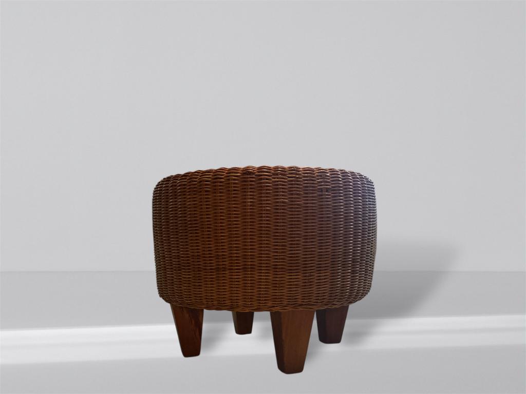 Pouf en rotin, Enlèvement, Comme neuf, Rond, Bois
