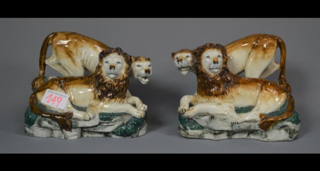paire de couples de lions allemand garniture cheminée, Enlèvement ou Envoi