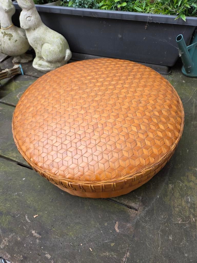 Corbeille à bol vintage en osier., Enlèvement ou Envoi, Osier, Rond, Comme neuf