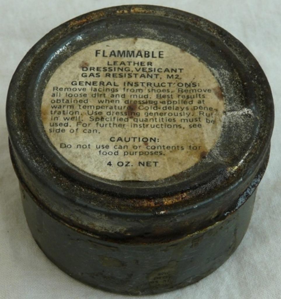 Leather Dressing, Vesicant Gas Resistant, M2, US Army, 1950s, Verzamelen, Ophalen of Verzenden, Landmacht, Overige typen