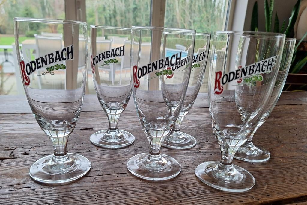 6 Rodenbach glazen. Model 2003, Verzamelen, Glas en Drinkglazen, Ophalen of Verzenden