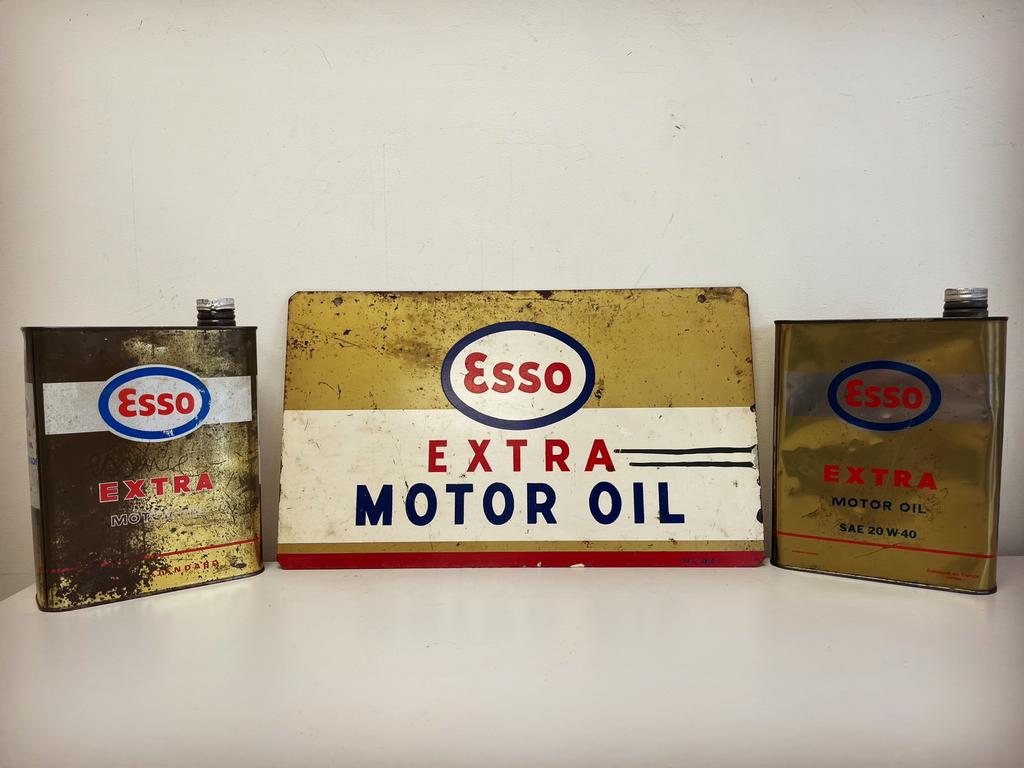Esso oude garage reclame blikken, Verzamelen, Ophalen of Verzenden, Gebruikt, Reclamebord