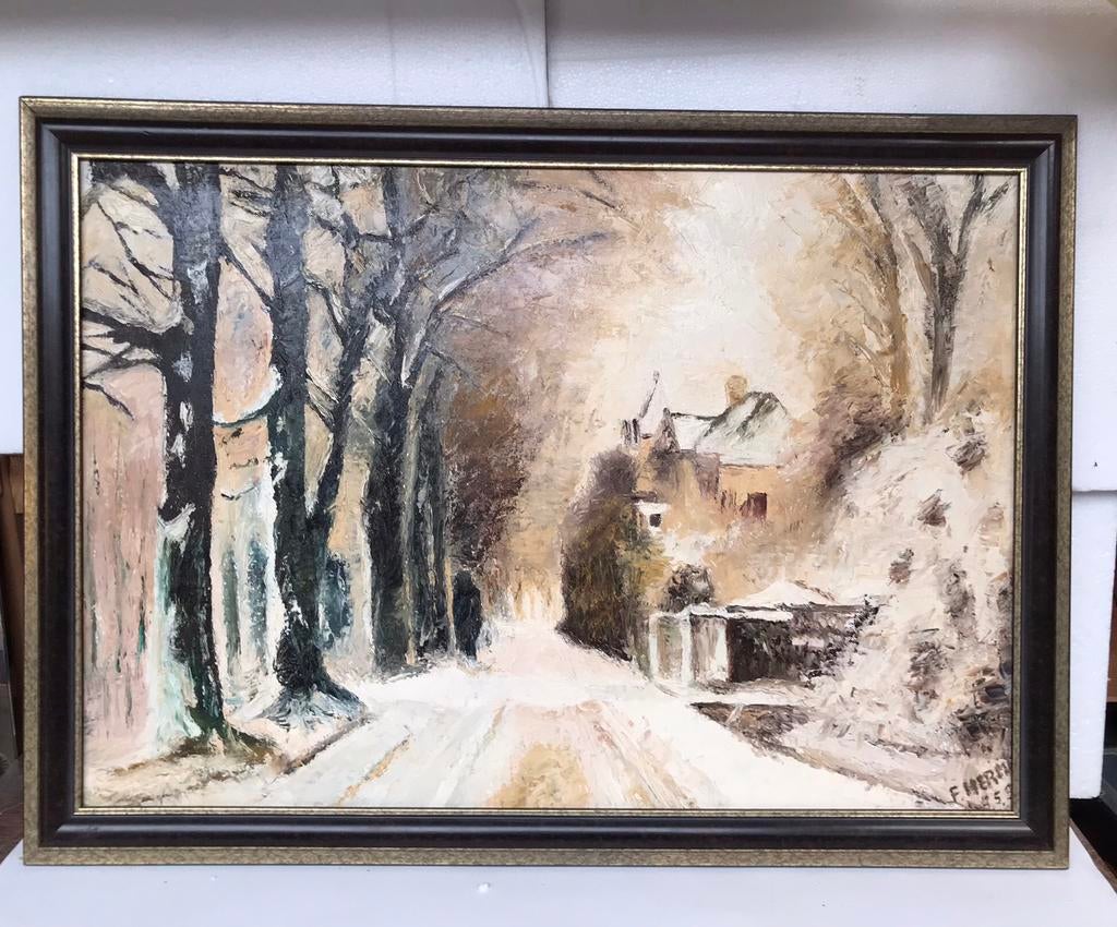 Winterlandschap, olieverf op doek, afm. 72 x 53 cm, Enlèvement
