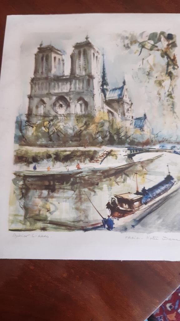 Litho.aquarelle Notre-Dame de Paris, Ophalen of Verzenden