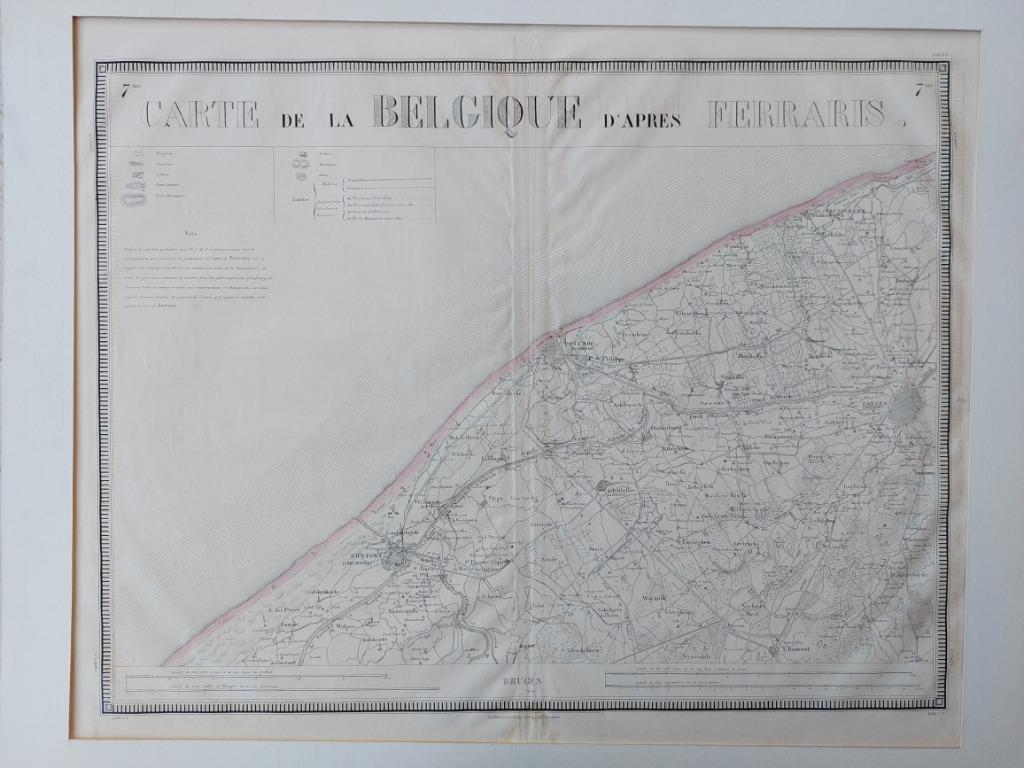 Ferraris Vandermaelen Kust Nieuwpoort Oostende Koksijde Leke, Ophalen of Verzenden, 1800 tot 2000, België, Landkaart