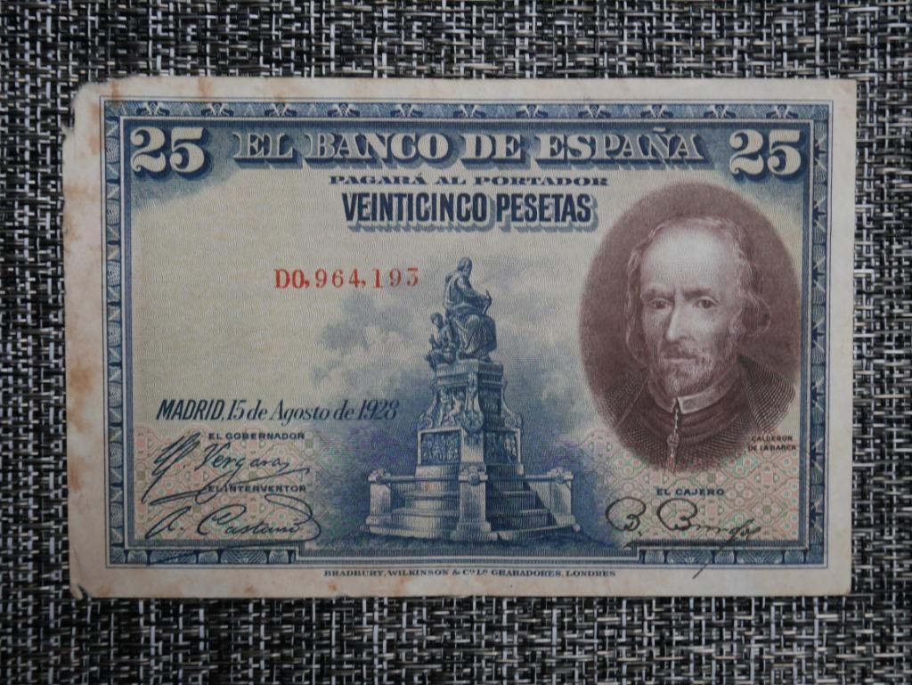 Billet 25 Pesetas Espagne 1928, Enlèvement ou Envoi, Autres pays, Billets en vrac