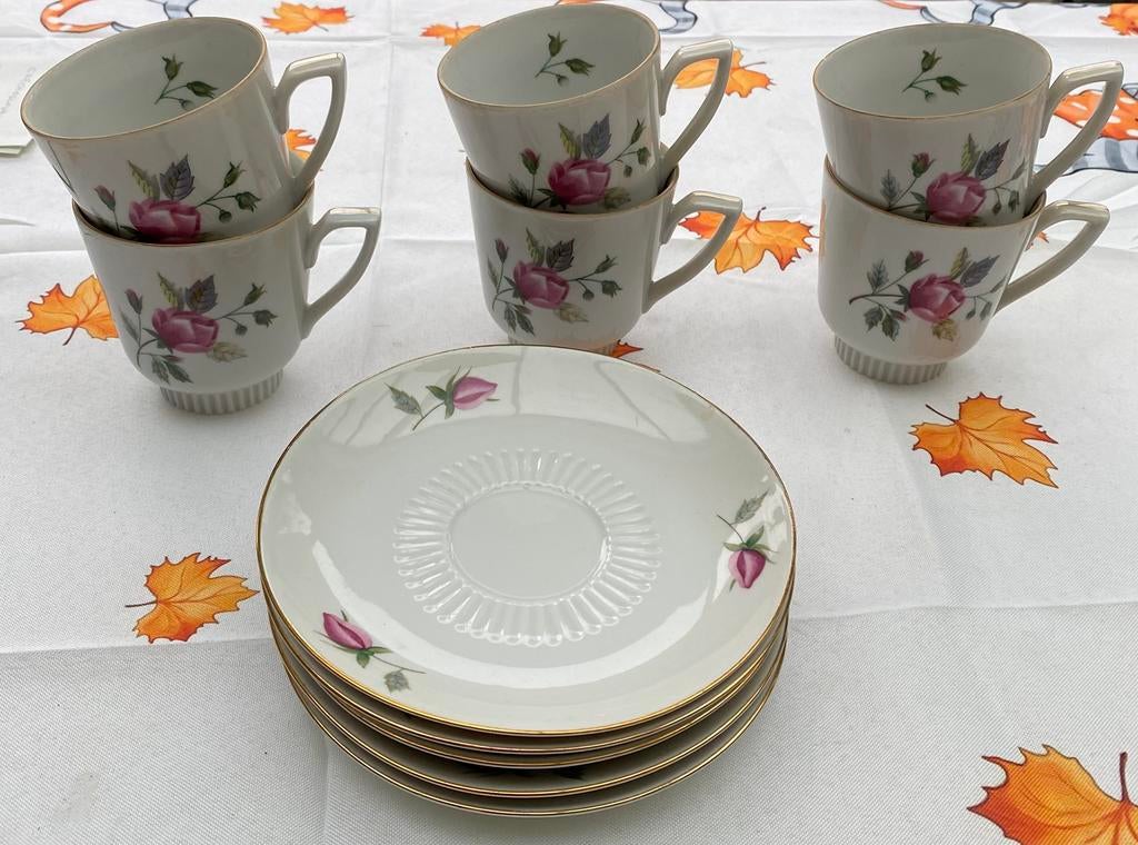 6 koffietassen en 5 bordjes - merk Jarolina - made in Polen, Enlèvement