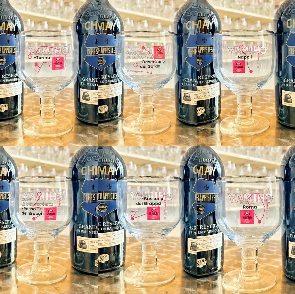 Set van 7 Chimay Giro d'Italie-glazen, Verzamelen, Ophalen of Verzenden, Nieuw, Bierglas