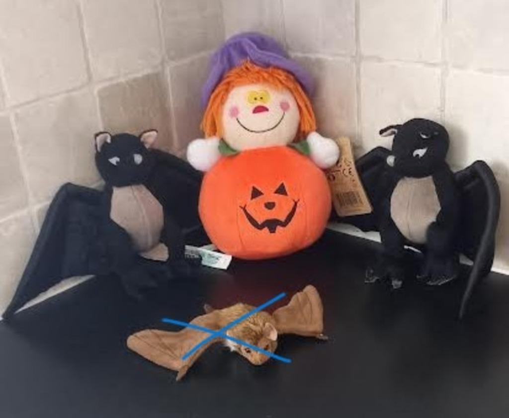 knuffel vleermuis en pompoen, Kinderen en Baby's, Ophalen of Verzenden, Zo goed als nieuw