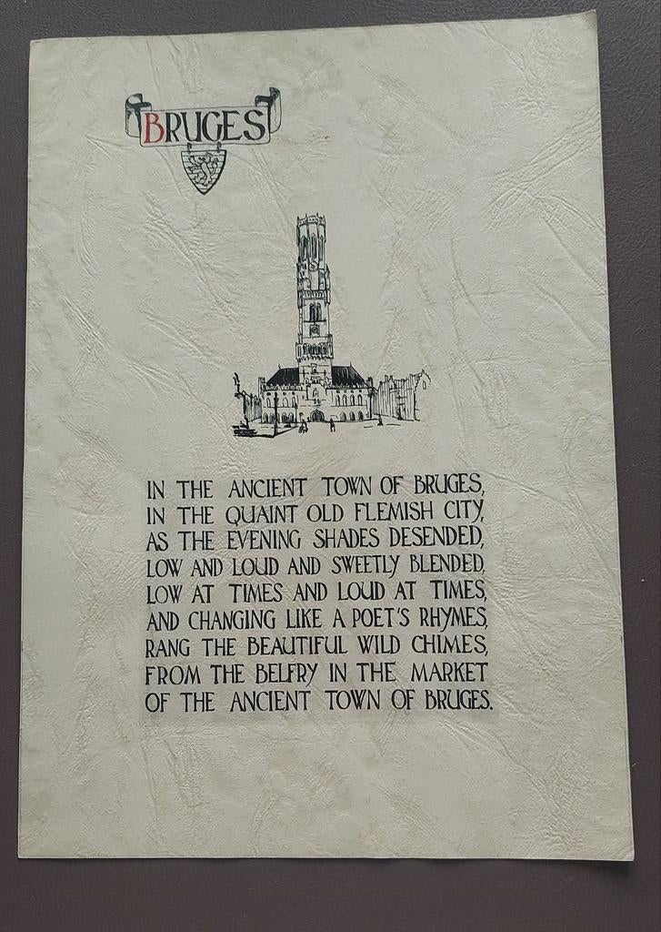 Calligraphie. 5 beaux dessins réels. Bruges et les sortilège, Enlèvement ou Envoi