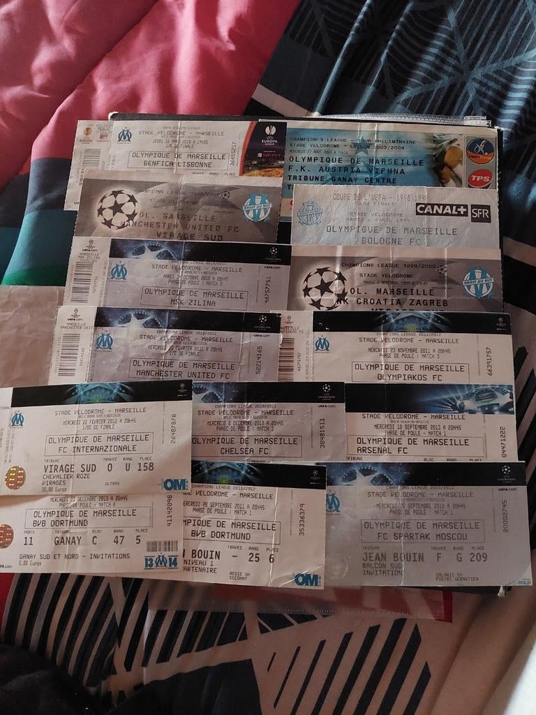Lot football tickets de football Marseille coupe d Europe, Enlèvement ou Envoi