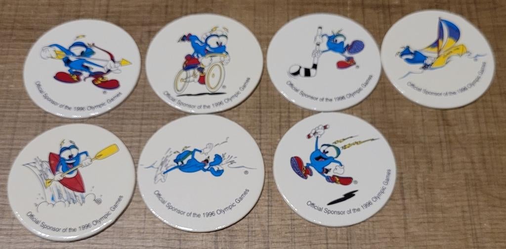 Marcassou: 7 verzamelschijfjes Olympische Spelen 1996, Collections, Enlèvement ou Envoi, Comme neuf, Autres types