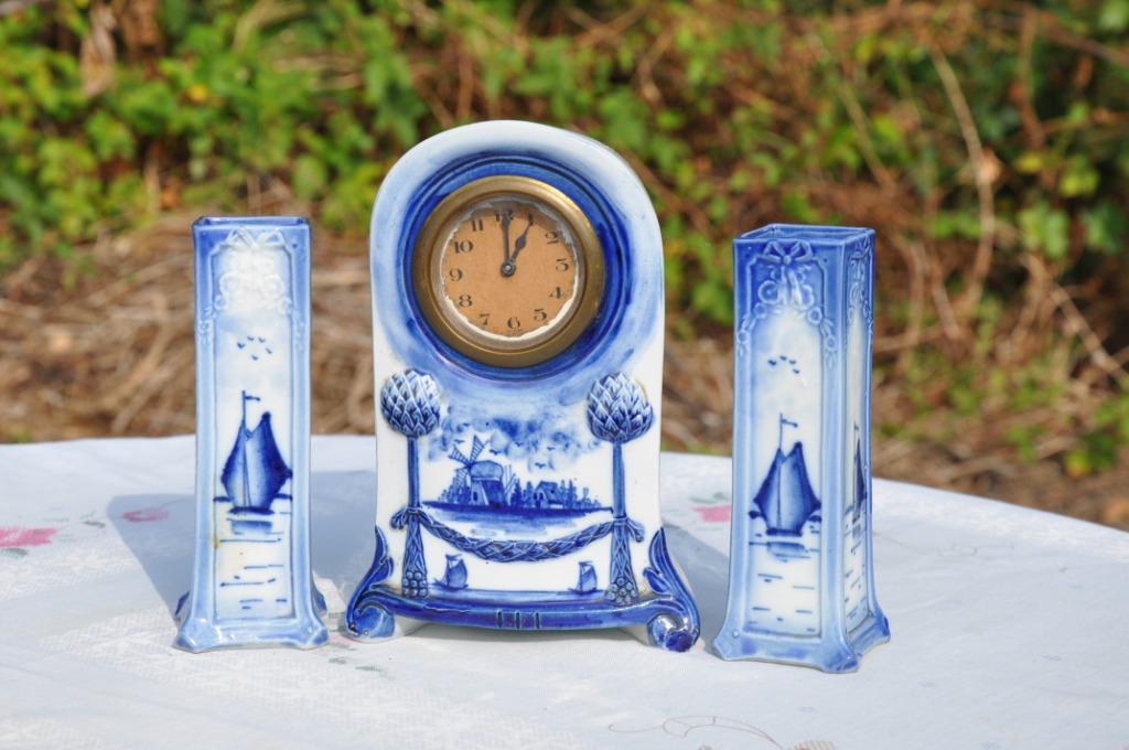 §  horloge delft 3 pieces, Antiek en Kunst, Antiek | Klokken, Ophalen of Verzenden