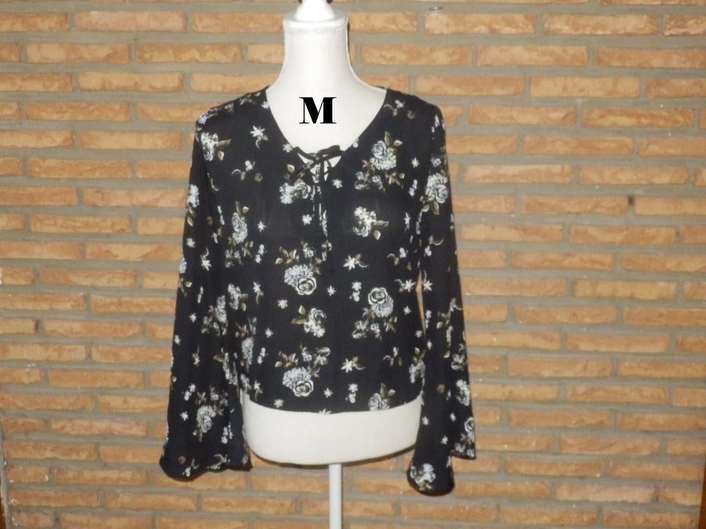 (208) -blouse femme t.38 grise et noire - one -, Kleding | Dames, Maat 38/40 (M), Zwart, One by step, Ophalen of Verzenden