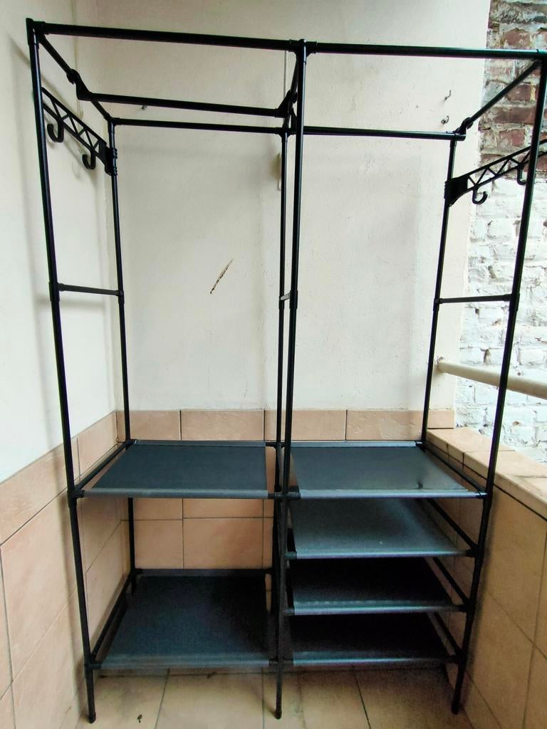 Penderie Armoire / Portant XXL noir 173x36x108cm, Enlèvement