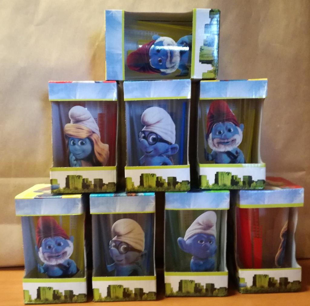 Glazen Smurfen nog in verpakking, Enlèvement, Neuf