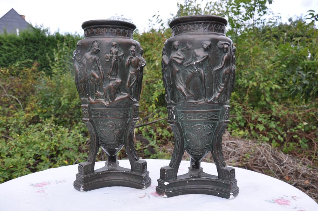 §  paire de grands vases en platre decor antique, Enlèvement ou Envoi