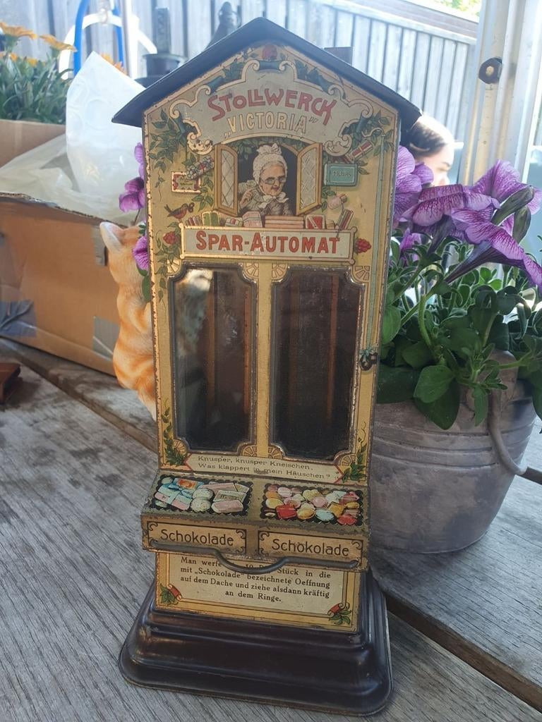Jaren 20 antieke stollwerck chocolade automaat, Ophalen of Verzenden
