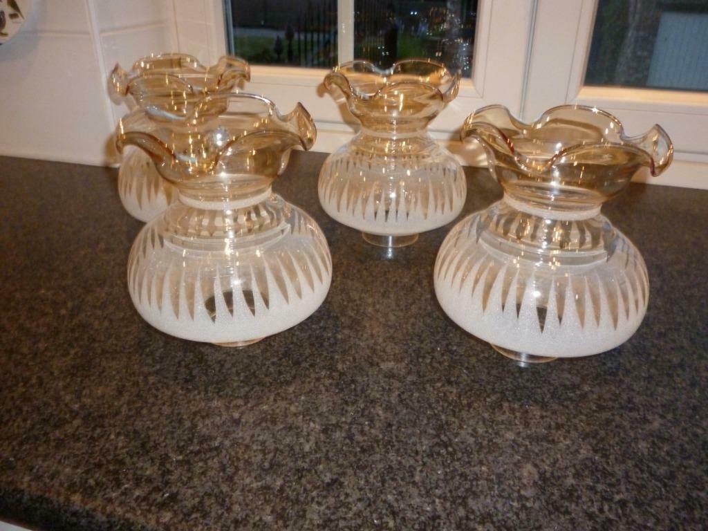 4 abat-jours en verre déco pour lampes bobèches éclairage, Maison & Meubles, Enlèvement ou Envoi