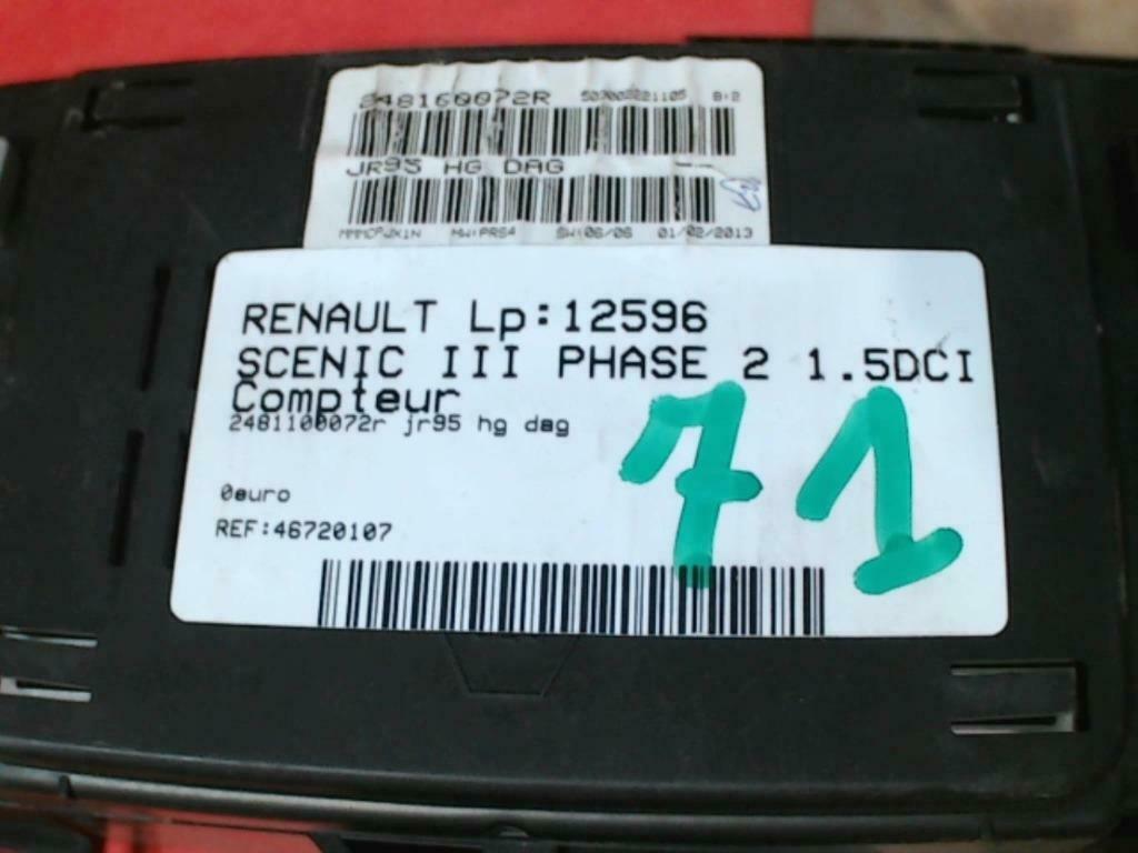 Compteur Renault Grand Scenic 1.5DCI (70Kw) 2481100072R (71), Enlèvement ou Envoi, Utilisé, Renault