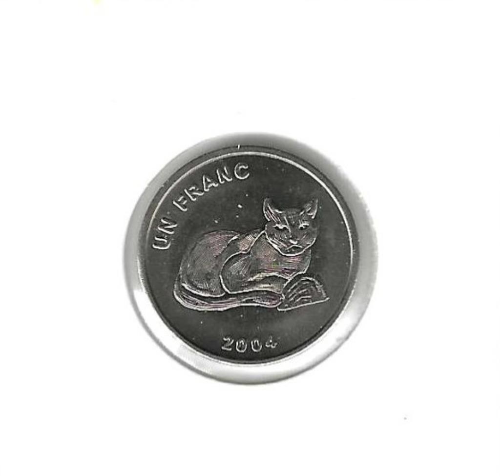 Congo, Democr. Republ., 1 Franc 2004, African Golden Cat., Ophalen of Verzenden, Overige landen, Losse munt