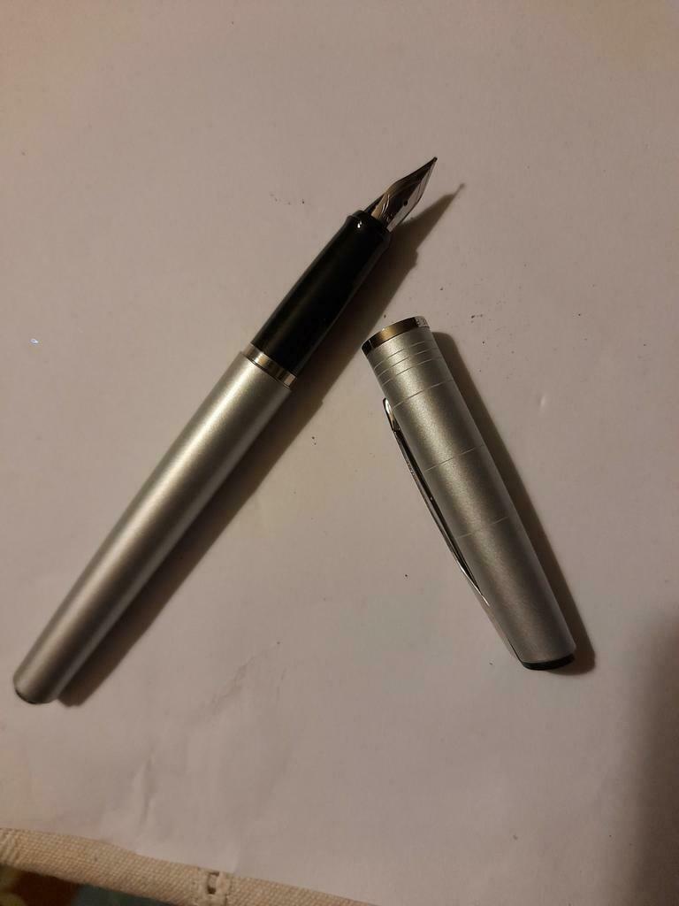 Stylo à encre argenté BALMAIN Paris, avec son étui cuir, Collections, Neuf, Autres marques, Enlèvement ou Envoi, Avec boîte