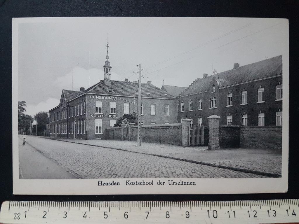 Postkaart: Heusden Kostschool der Urselinnen, Verzamelen, Postkaarten | België, Ongelopen, Limburg, 1920 tot 1940, Ophalen of Verzenden