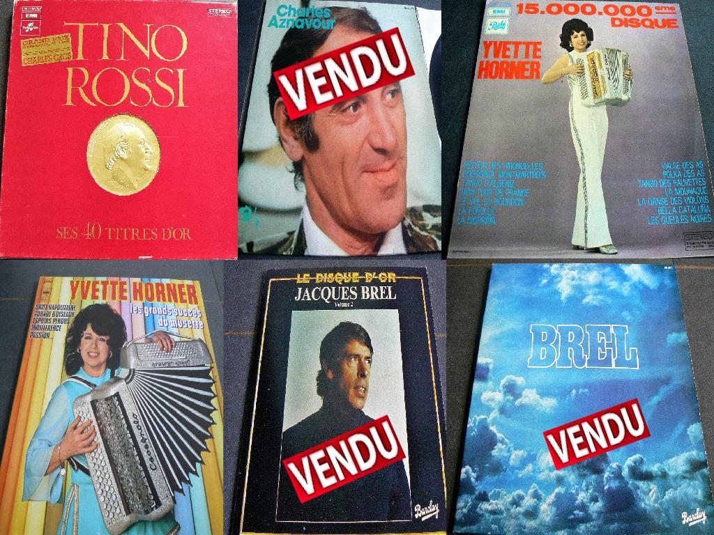 Lot de 9 vinyls tino rossi ,aznavour, yvettes horner etc, Ophalen of Verzenden, Gebruikt, Overige genres