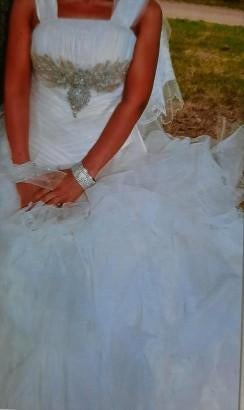 Robe de mariée taille S-M avec le voile + accesoires., Enlèvement, Comme neuf, Robe de mariée