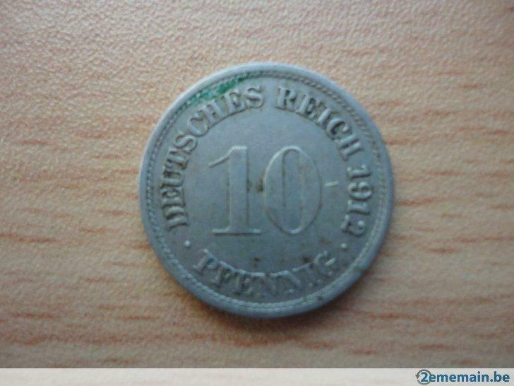10 pfennig deutsches reich 1912 en très bon état monnaie, Enlèvement ou Envoi, Allemagne, Série