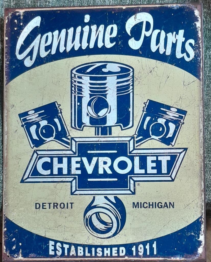 Plaque publicitaire /pièces Chevrolet/PISTONS/general Motor, Collections, Marques & Objets publicitaires, Enlèvement ou Envoi