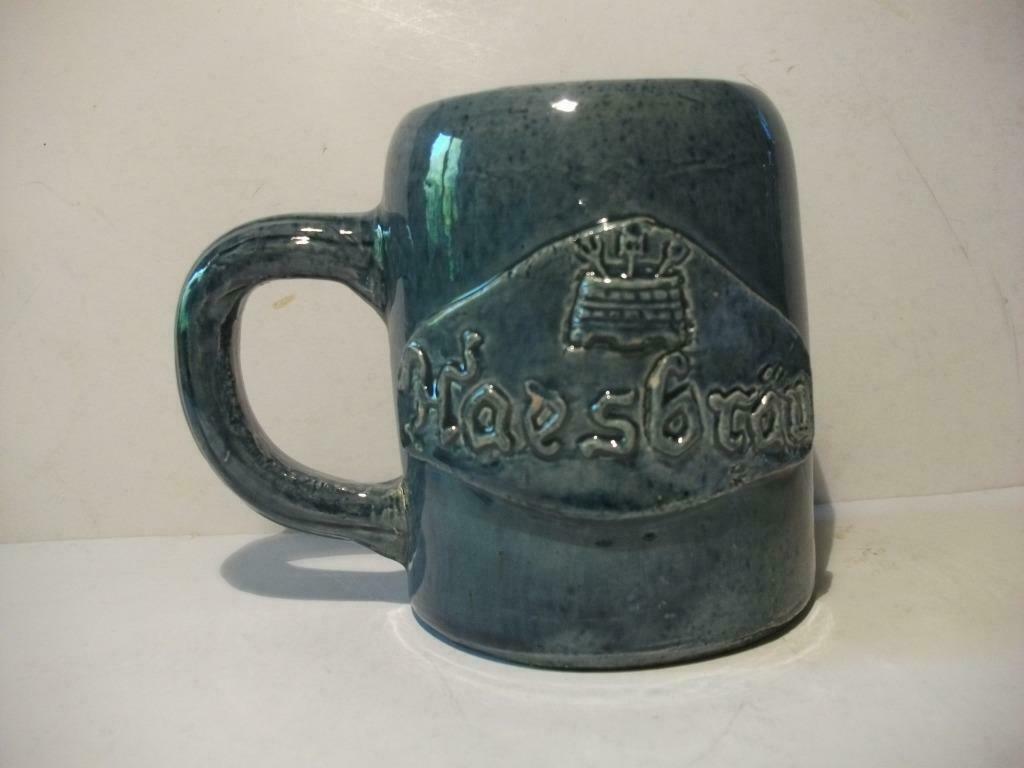 Bierkan Haesbrau blauw keramiek _ Bierkruik, Verzenden, Zo goed als nieuw, Bierglas