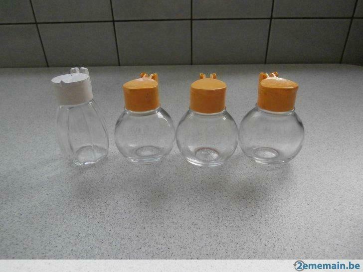 4 salières/poivrières en verre, Enlèvement, Utilisé